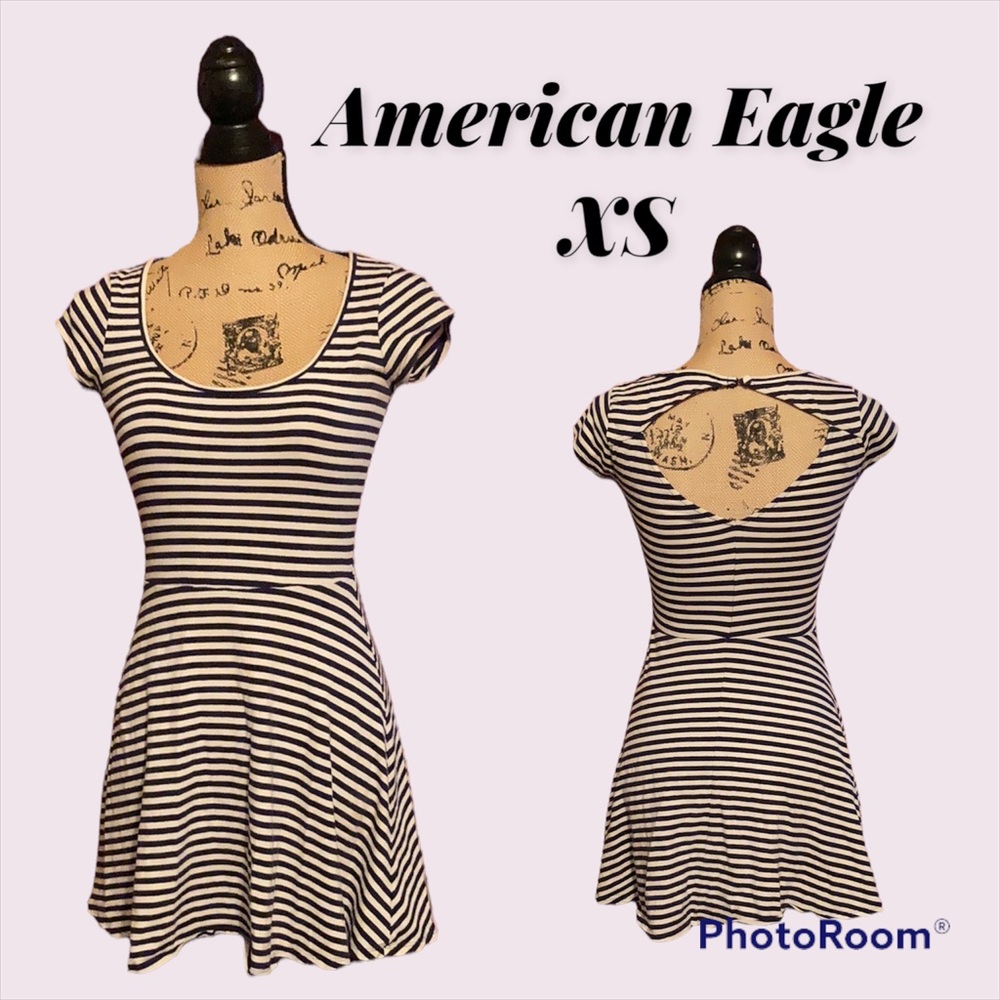 American Eagle Outfitters Black and White Striped Mini Dress